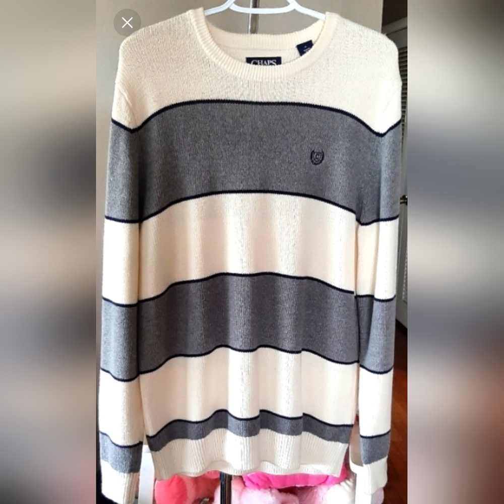 Ralph Lauren Polo Chaps Sweater. Mens Med. Heather Grey/Light Cream. Never Worn.